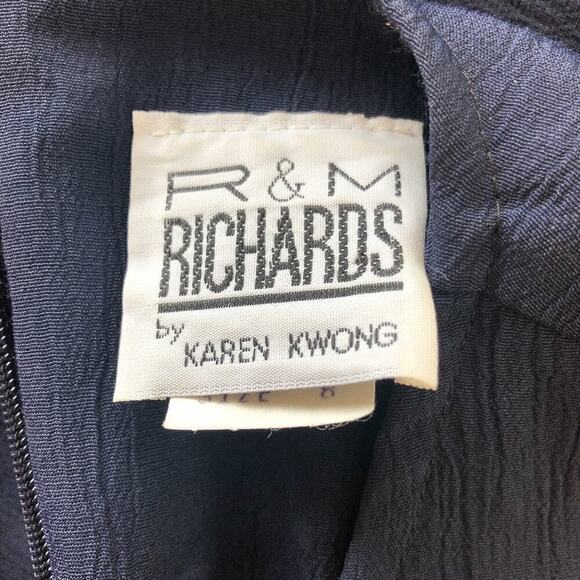 Vintage R&M Richards Short Sleeve Navy Tunic Blouse Size 8 - Picture 3 of 7